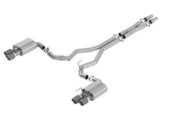borla 2018 ford mustang gt 5.0l at/mt 3in atak catback exhaust w/ valves (carbon fiber tip) 140743cf - image