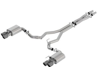 borla 2018 ford mustang gt 5.0l at/mt 3in atak catback exhaust w/ valves (carbon fiber black tip) 140743cfba - image