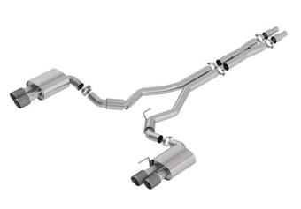 borla 2018 ford mustang gt 5.0l at/mt (w/o valves) s-type 3in cat-back exhaust w/carbon fiber tips 140745cf - image