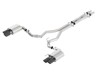 borla 2018 ford mustang gt (a/t / m/t) 3in atak catback exhaust w/o valves w/ black chrome tips 140746bc - image