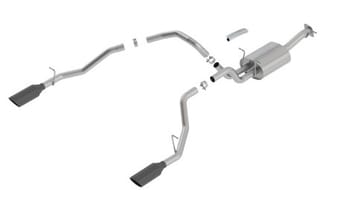 borla 2019 ram 1500 5.7l v8 at 4dr crew cab short bed atak ss catback exhaust - black chrome tip 140753bc - image