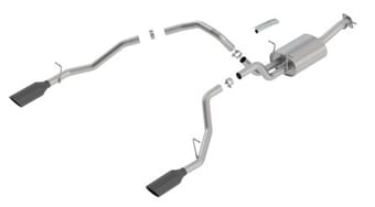 borla 2019 ram 1500 5.7l v8 at 4dr crew cab short bed touring ss catback exhaust - black chrome tip 140758bc - image