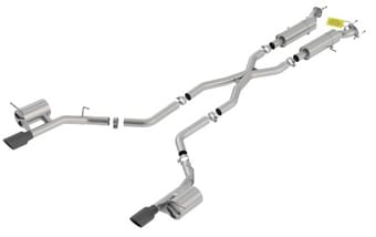 borla 18-20 dodge durango srt 6.2l v8 2.75in s-type ss catback exhaust w/ blk chrome tips 140791bc - image