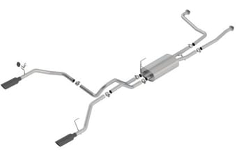 borla 16-19 nissan titan 5.6l v8 2wd/4wd s-type catback exhaust - black chrome tips 140796bc - image