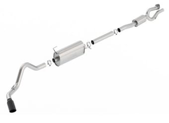 borla s-type cat-back 17-19 ford f-250/350 super duty side exit exhaust - black chrome tip 140798bc - image