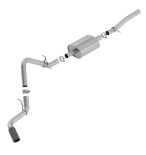 borla 2019 silv/sierra c/b exh s-type 1500 5.3l v8 2dr reg. cab, std. bed wb 126 blk chrome tip 140805bc - image