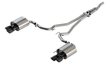 borla 19-20 ford mustang ecoboost 2.3l 2.25in s-type exhaust w/ valves - black chrome tips 140827bc - image