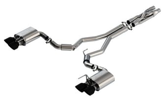 borla 2020 ford gt500 5.2l at 3in atak catback exhaust w/ black chrome tips 140837bc - image