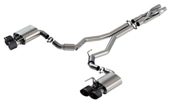 borla 2020 ford gt500 5.2l at 3in atak catback exhaust w/ carbon fiber tips 140837cf - image