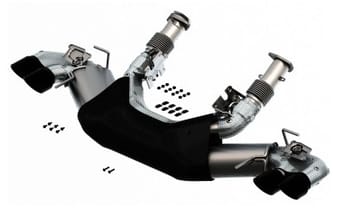 borla 2020 chevrolet corvette c8 6.2l s-type exhaust system dual round rolled a/c black chrome tips 140838bc - image