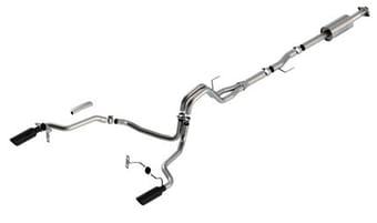 borla f-150 2021 2.7l/3.5l 4dr cc sb ec stb lar/kingr/plnum/ltd 3/2.25 sre cb s-type blk chr tips 140863bc - image