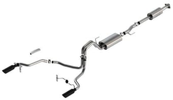 borla f-150 2021 5.0l 4dr cc sb ec stb lariat/kr/pltm/ltd 3/2.25 sre cat-back touring black chr tips 140865bc - image