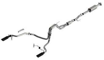 borla f-150 2021 5.0l 4dr cc sb ec stb lariat/kr/pltnm/ltd 3/2.25 sre cat-back s-type black chr tips 140866bc - image