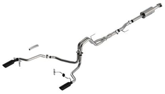 borla f-150 2021 5.0l 4dr cc sb ec stb lariat/kr/platinm/ltd 3/2.25 sre cat-back atak black chr tips 140867bc - image