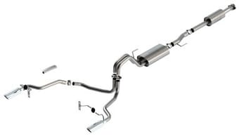 borla f-150 2021 3.3l cc sb ec stb xl/xlt/lariat/kr/plnm/ltd 3/2.25 sre cat-back atak chrome tips 140879 - image