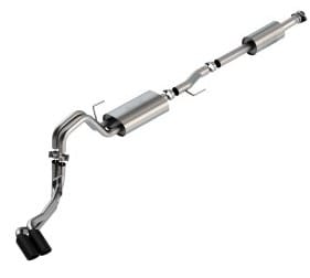 borla f-150 2021 3.3l cc sb ec stb xl/xlt/lariat/kr/plnm/ltd 3/2.25 dse cat-back atak black chr tips 140881bc - image