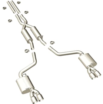 magnaflow dodge challenger 11-14 v6 3.6l dual split rear exit stainless c/b performance exhaust 15098 - image