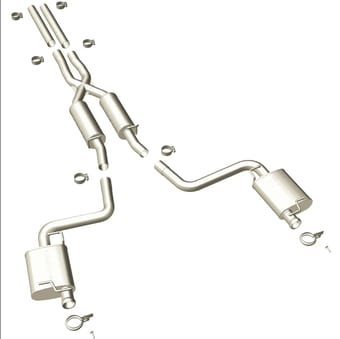 magnaflow 11-13 dodge challenger v6 3.6l dual split rr exit ss cat back perf exhaust (reuse oe tips) 15099 - image
