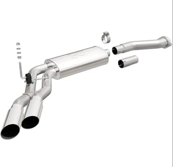 magnaflow 11-14 ford f-150 pickup dual same side before p/s rear tire stainless catback perf exhaust 15101 - image
