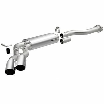magnaflow 11-14 ford f-150 pickup v8 6.2l dual same side p/s stainless cat back performance exhaust system 15105 - image