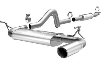 magnaflow 2012-2018 jeep wrangler 4dr single straight rear exit stainless cat back performance exhaust 15115 - image