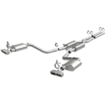 magnaflow 11-13 dodge challenger v6 3.6l dual split rr exit ss cat back perf exh (quad sq tips) 15130 - image