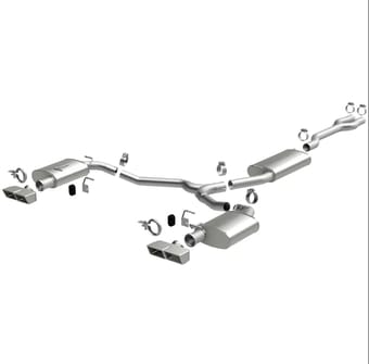 magnaflow 09-10 dodge challenger v6 3.5l quad split rear exit ss cat-back performance exhaust system 15131 - image