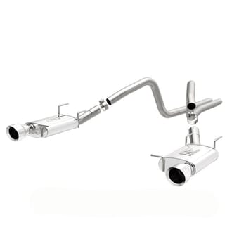 magnaflow 13-14 ford mustang gt dual split rear exit stainless cat back performance exhaust (street) 15149 - image