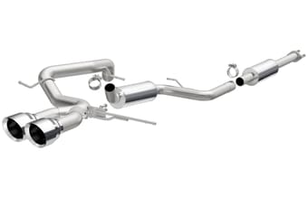 magnaflow 13-17 ford focus 2.0l turbocharged st dual center rear exit stainless cat back perf exhaust 15155 - image