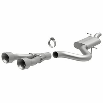 magnaflow 12-13 vw golf r l4 2.0l turbocharged dual center rear exit stainless cat back perf exhaust 15156 - image
