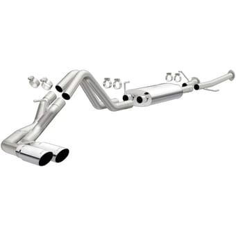 magnaflow 14-21 toyota tundra v8 4.6l/5.7l stainless c/b exhaust dual same side pass. rear tire 15306 - image