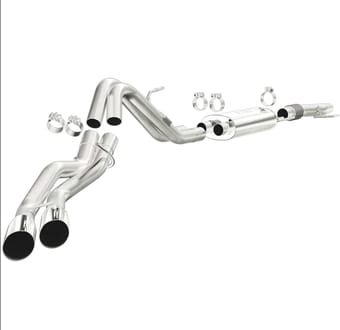 magnaflow 13-14 ford f-150 v6 3.7l ss cat-back dual same side p/s rear tire exit perf exhaust sys 15325 - image