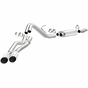 magnaflow 04-10 ford f150 stainless cat-back dual same side exit (behind passenger tire) performance exhaust system 16523 - image