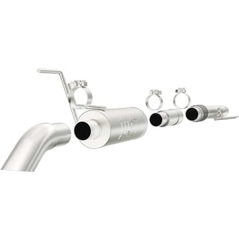 magnaflow 13-14 ford f-150 v6 3.7l/v8 5.0l sc ss turn down in front of rear tire c/b perf exhaust 17149 - image