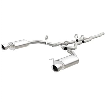 magnaflow cat back, ss, 2.5in, street, dual split polished 4.5in tips 15-22 ford mustang ecoboost 19097 - image