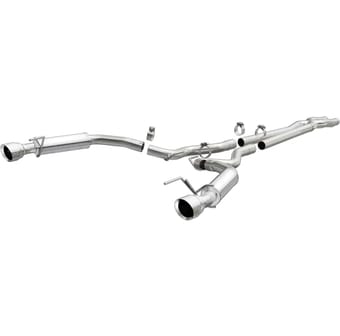 magnaflow cat back, ss, 2.5in, competition, dual split polished 4.5in tips 15-17 ford mustang v6 3.7l 19099 - image