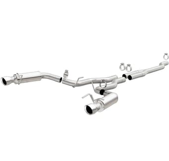 magnaflow cat back, ss, 2.5in, competition, dual split polish 4.5in tips 15-22 ford mustang ecoboost 19191 - image
