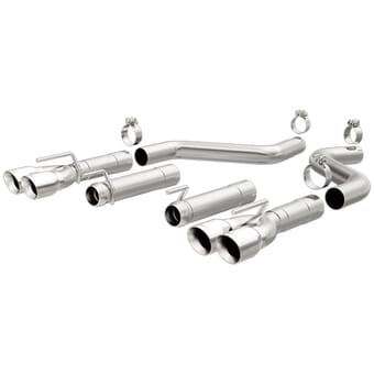 magnaflow 2015-2016 dodge challenger r/t 5.7l axle-back, ss, 2.5in, quad split rear 3.5in tip 19210 - image