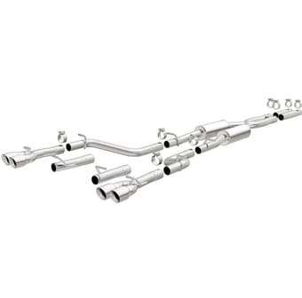 magnaflow cat-back, ss, 2.5in, quad split rear 3.5in tip 15-22 dodge challenger 3.6l v6 19217 - image