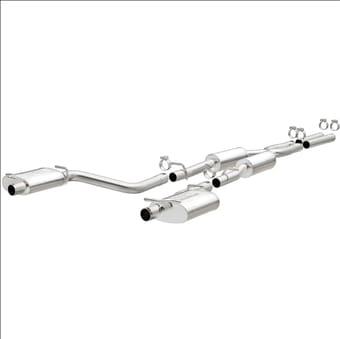magnaflow cat-back ss 2.5in dual split rear exit (oem tips) 15-18 dodge/chrysler charger/300 5.7l v8 19226 - image