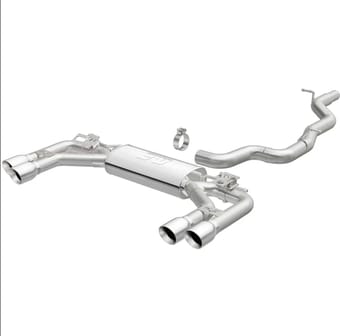 magnaflow cat-back 2015 audi s3 2.0l l4 sport ss 3in quad split rear 4in tips 19233 - image
