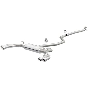 magnaflow 14-16 mercedes cla250 cat-back ss touring 2.5in quad split rear exit 4in polished tips 19251 - image