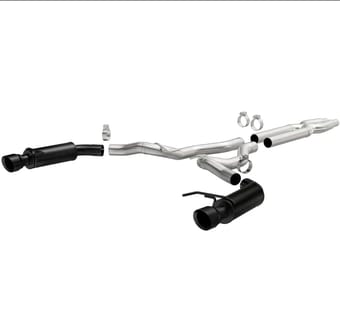 magnaflow cat-back 15-17 ford mustang 5.0l v8 competition ss 3in dual split rear 4.5in black tips 19254 - image