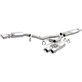 magnaflow 18-21 ford mustang gt 5.0l street dual exit polished 4in tips cat back performance exhaust system 19370 - image