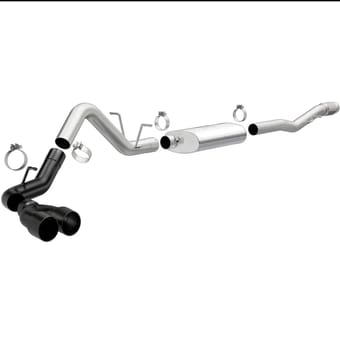 magnaflow catback 14-18 gmc sierra 1500 v8-6.2l polished stainless exhaust w/ black coated tips 19378 - image
