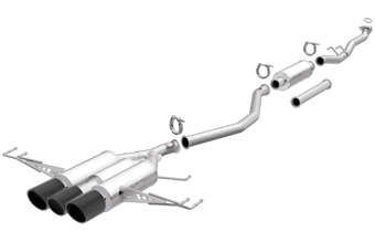 magnaflow 17-21 honda civic type r 2.0l carbon fibre triple center exit stainless cat-back performance exhaust system 19383 - image
