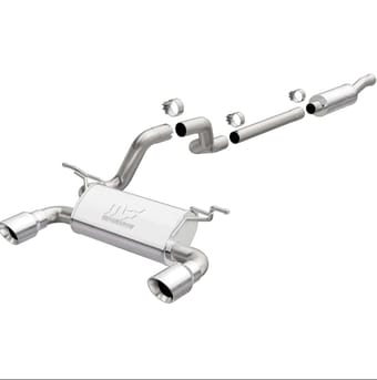 magnaflow 2018+ jeep wrangler 3.6l 409 ss dual split rear exit polished tips cat-back exhaust 19416 - image