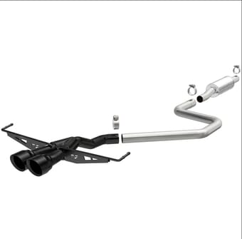 magnaflow 2019 hyundai veloster 1.6l 2.5in center exit stainless steel cat-back exhaust w/blk tips 19455 - image