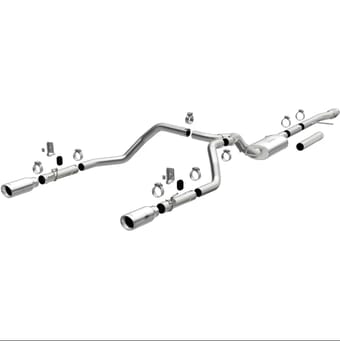 magnaflow 2019 chevy silverado 1500 v8 5.3l/v6 4.3 street series dual exit exhaust w/ polished tips 19471 - image