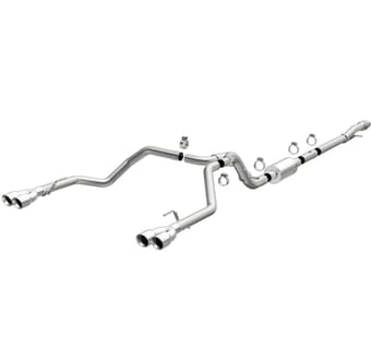 magnaflow 2019 chevy silverado 1500 v8 5.3l street series quad split rear exhaust w/ polished tips 19477 - image